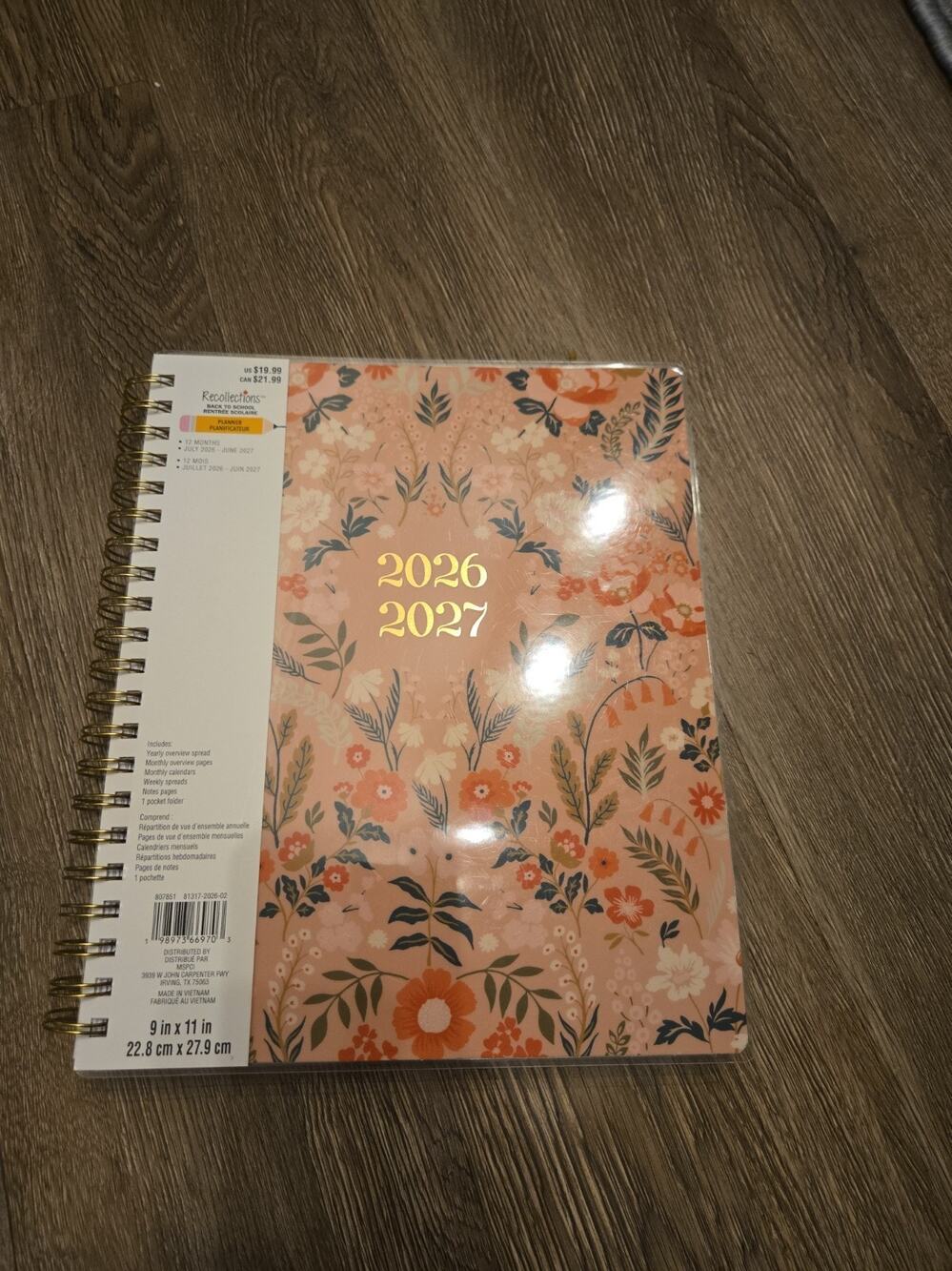 Recollections 2026-2027 Floral Planner 12 Month July-June 9x11 Spiral Organizer